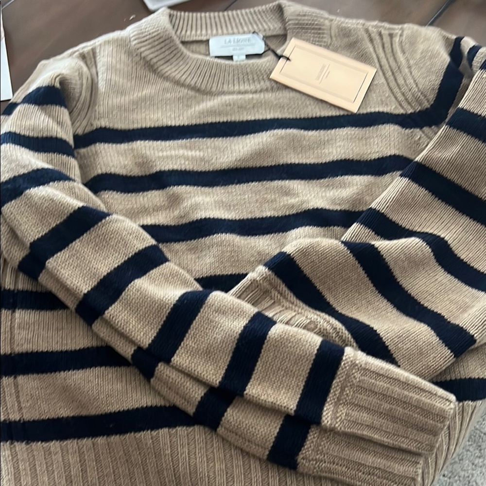 La Ligne Tan and Black Crew Neck Sweater